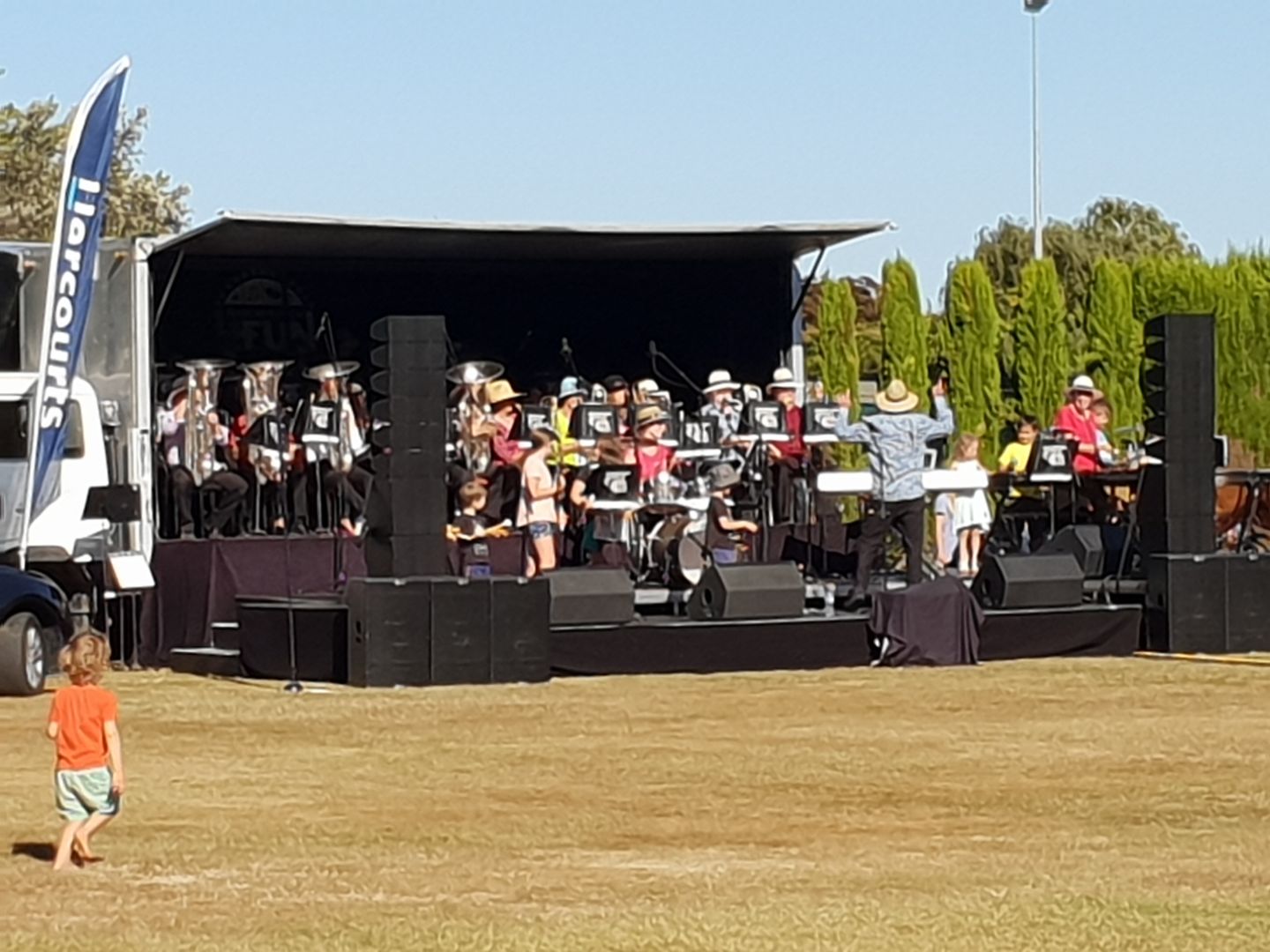 Marlborough District Brass plays in the heat at Pollard Park.